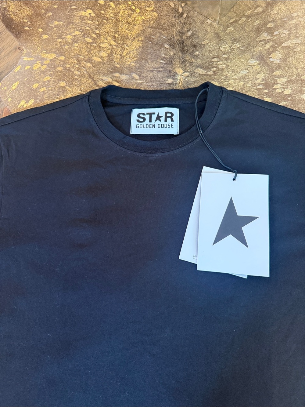 Golden Goose Black Crew Neck T-Shirt with Star Tag